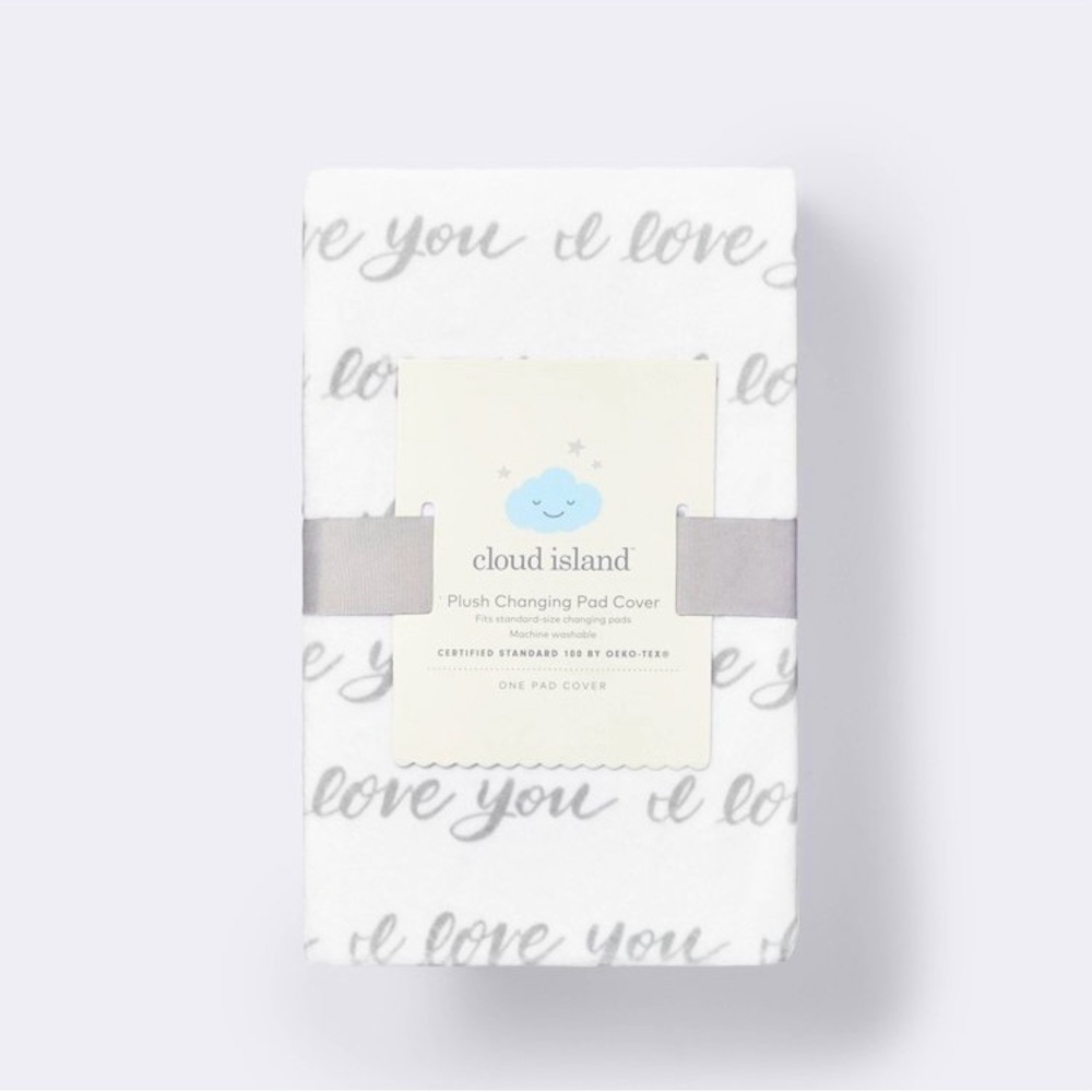 Cloud Island White and Gray Plush Changing Pad Cover